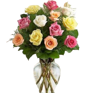 15 multi-colored roses | Flower Delivery Barnaul