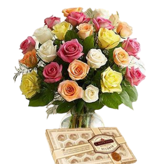 25 colorful roses with chokolates | Flower Delivery Barnaul