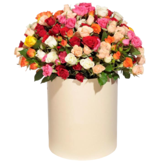 Mixed roses in a hatbox | Flower Delivery Barnaul