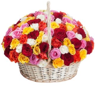 51 colorful roses in the basket | Flower Delivery Barnaul